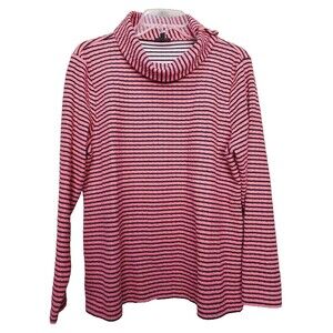 Talbots Petite Cotton Blend Textured Striped Cowl Neck Knit Top Size XLP